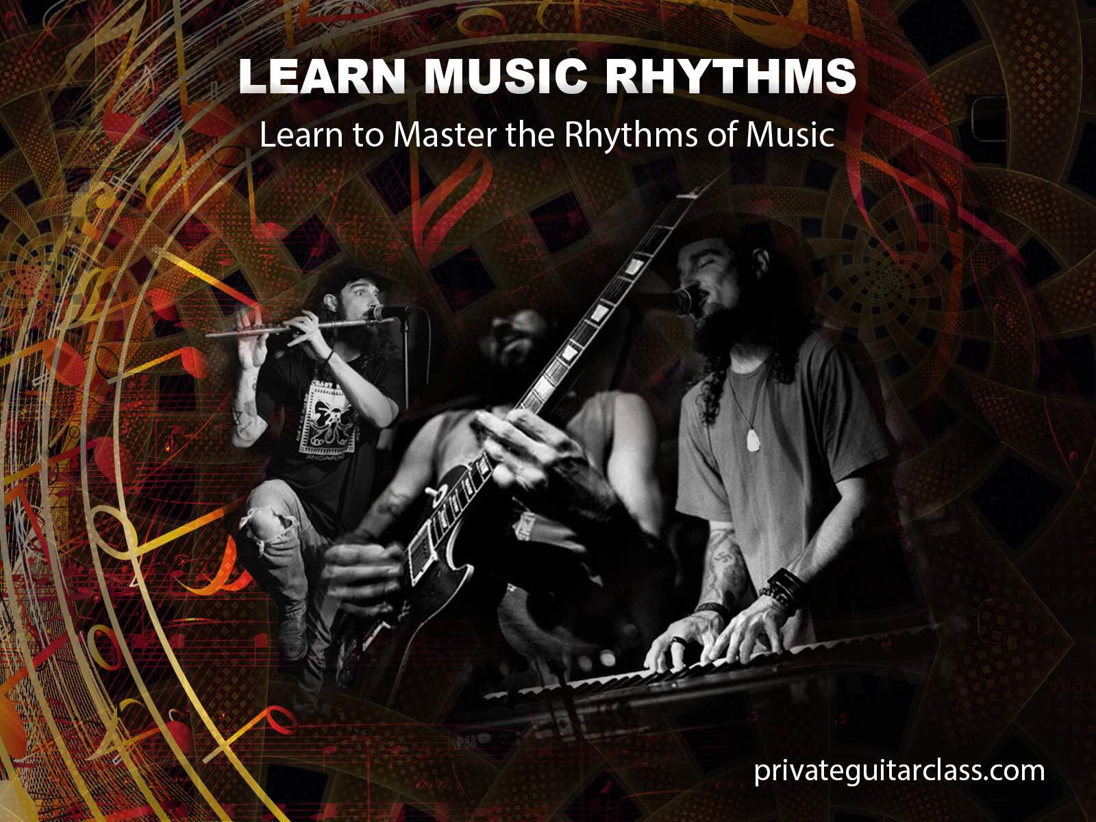 Learn music rhythms with guitar