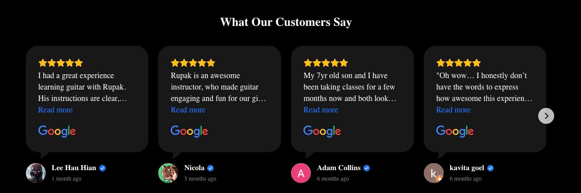 Best Guitar School Google reviews